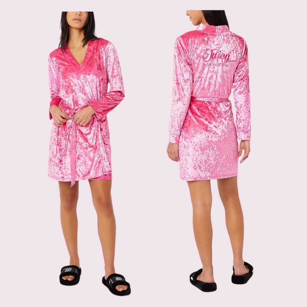 Juicy Couture Pink Crushed Velvet Short Robe